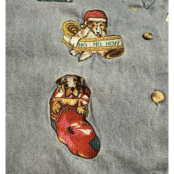 Telluride Clothing Co Christmas Dogs Long Sleeve Shirt Womens Size L - Picture 6 of 16